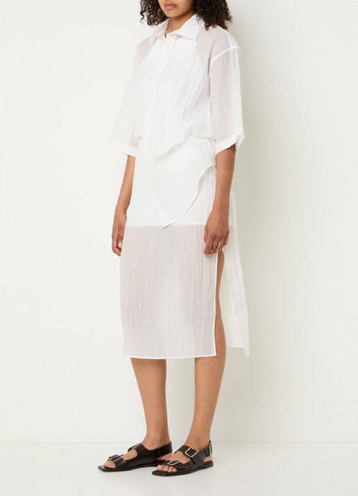 Filippa K Midi rok met structuur - voorkant 4 gebroken wit