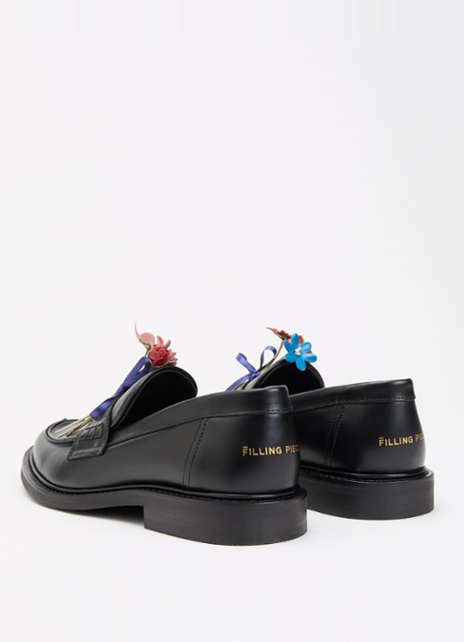 Filling Pieces Bouquet loafer van leer met applicatie - achterkant zwart