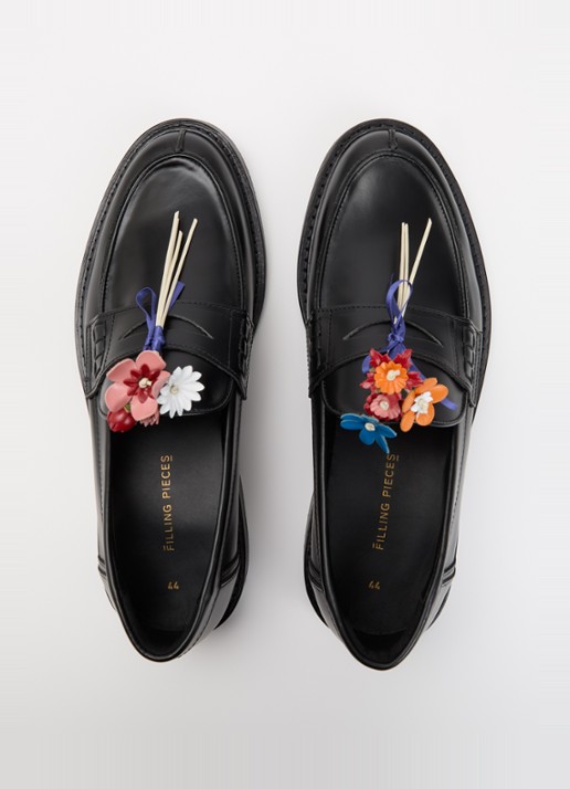 Filling Pieces Bouquet loafer van leer met applicatie - detail 4 zwart