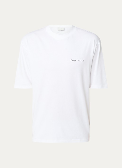 Filling Pieces Boxy T-shirt met logo - voorkant 3 wit