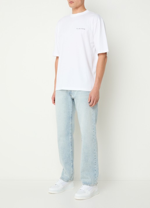 Filling Pieces Boxy T-shirt met logo - voorkant 4 wit