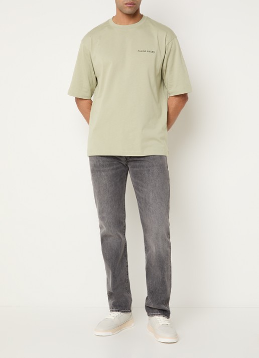 Filling Pieces Boxy T-shirt met logo - voorkant 3 lindegroen
