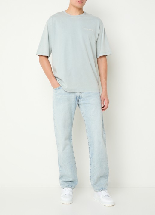 Filling Pieces Boxy T-shirt met logo - voorkant 2 lichtblauw