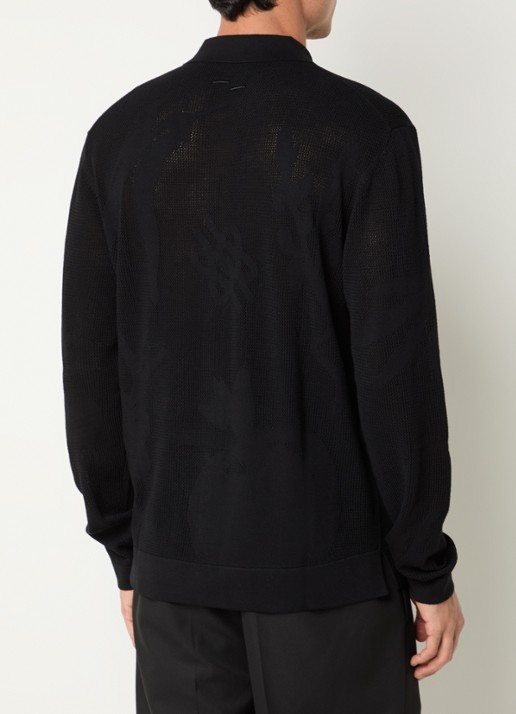 Filling Pieces Breaking Bread fijngebreid vest met kraag - achterkant 4 zwart