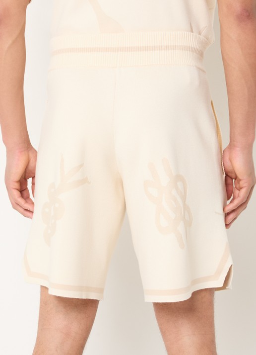 Filling Pieces Breaking Bread loose fit korte broek met print - achterkant 4 creme