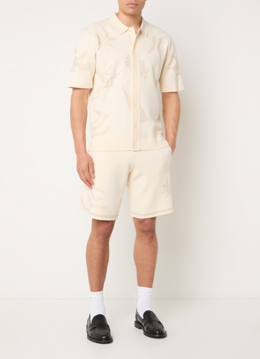 Filling Pieces Breaking Bread loose fit korte broek met print - voorkant 3 creme