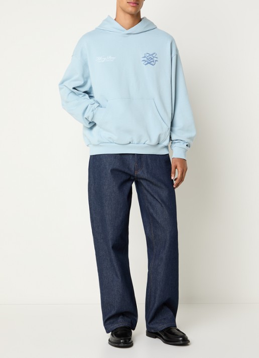 Filling Pieces Bridge the Gap hoodie met logo- en backprint - voorkant 5 lichtblauw