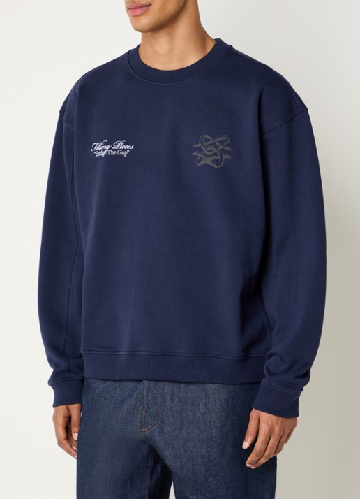 Filling Pieces Bridge the Gap sweater met logo- en backprint - achterkant 4 donkerblauw