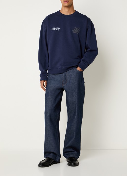 Filling Pieces Bridge the Gap sweater met logo- en backprint - voorkant 2 donkerblauw