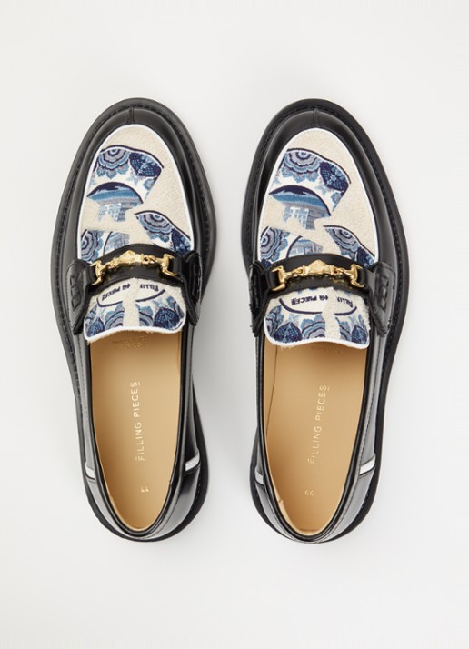 Filling Pieces Broken Plate loafer van leer met borduring - detail 4 zwart