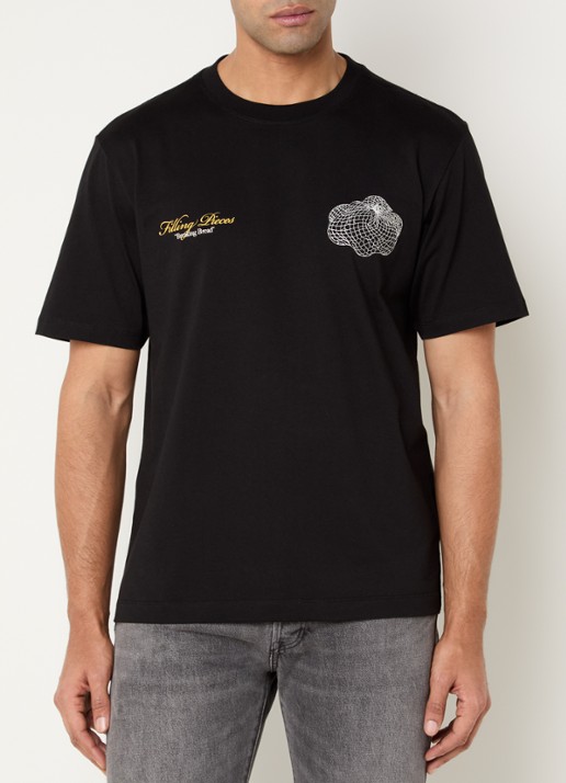 Filling Pieces Citrus T-shirt met logo- en backprint - achterkant 3 zwart