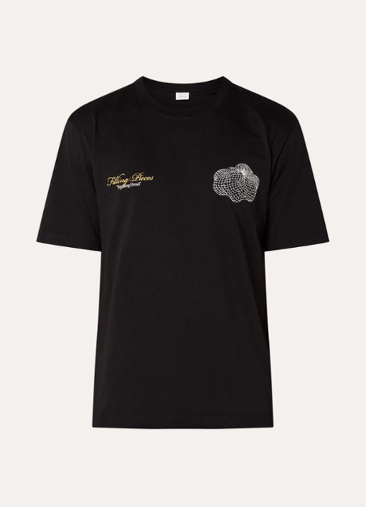 Filling Pieces Citrus T-shirt met logo- en backprint - voorkant zwart
