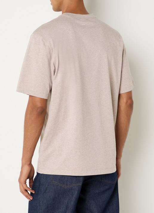 Filling Pieces Embroidered Knot T-shirt met gemêleerd dessin en logoborduring - achterkant 2 donkerbeige
