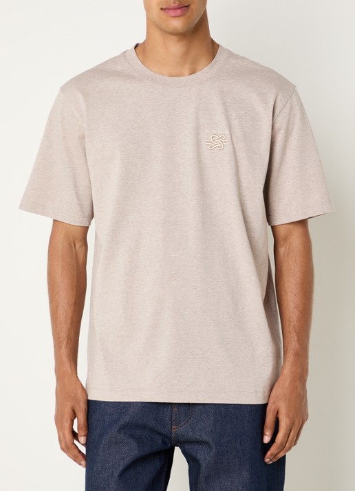Filling Pieces Embroidered Knot T-shirt met gemêleerd dessin en logoborduring