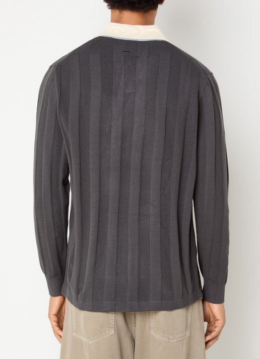 Filling Pieces Grofgebreide pullover met logo - achterkant 4 antraciet