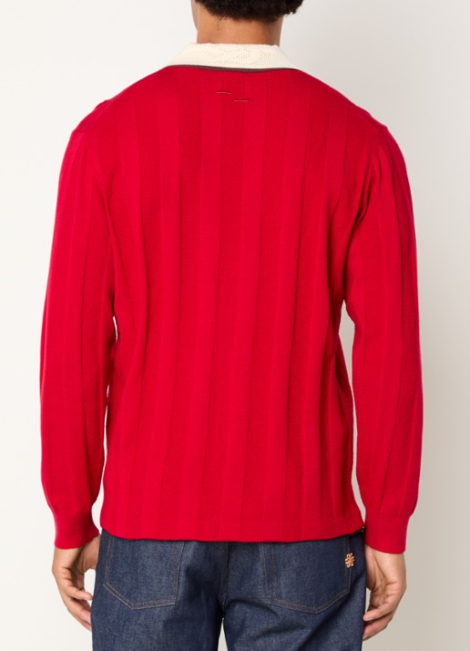 Filling Pieces Grofgebreide pullover met logo - achterkant 4 rood