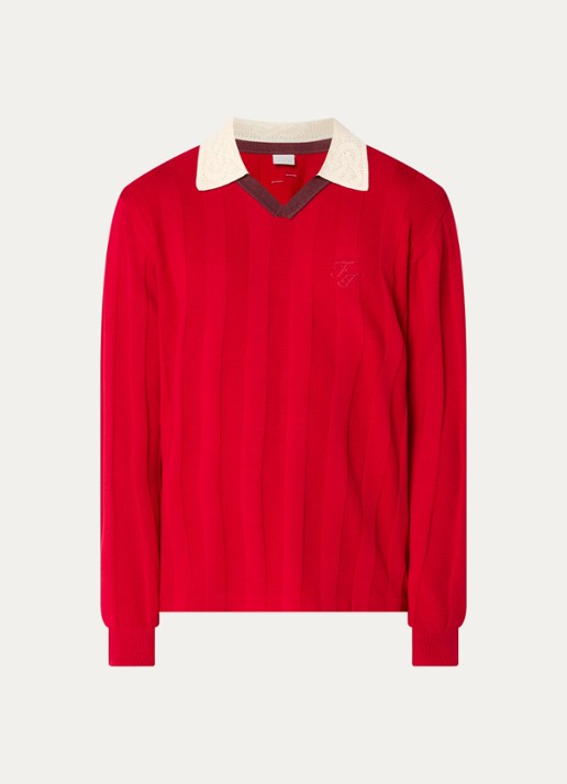 Filling Pieces Grofgebreide pullover met logo - voorkant rood