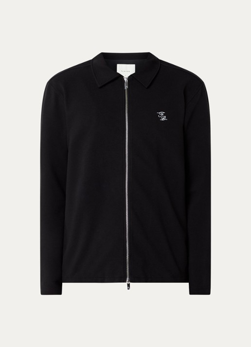 Filling Pieces Jack in  katoenblend met logoborduring en steekzakken - voorkant 3 zwart