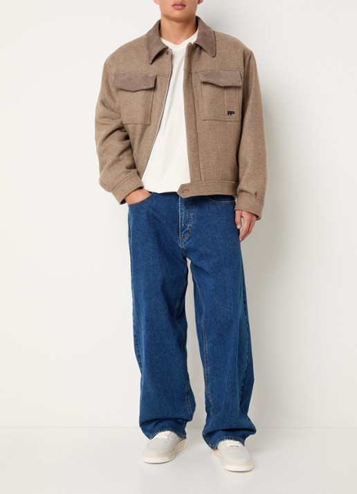 Filling Pieces Jack in wolblend met borst- en steekzakken - voorkant 2 zand