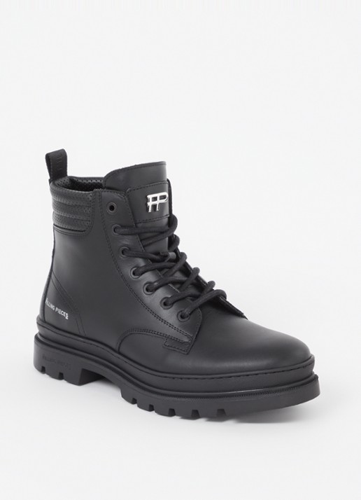 Filling Pieces Josh veterboot van leer - voorkant 5 zwart