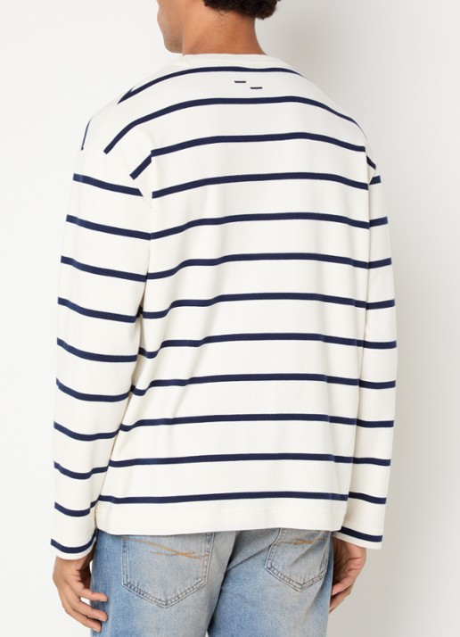Filling Pieces Long sleeve met logo en streepprint - achterkant gebroken wit