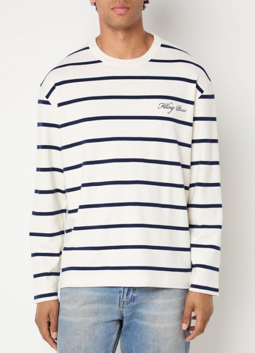 Filling Pieces Long sleeve met logo en streepprint - detail 4 gebroken wit
