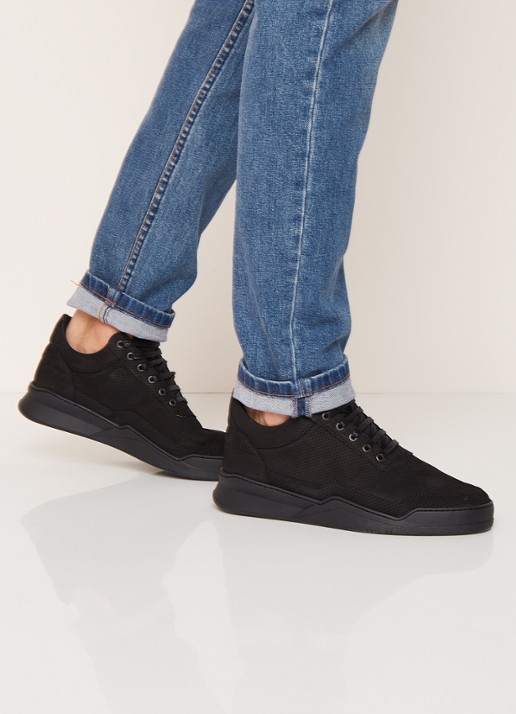 Filling Pieces Low Top Ghost Microlane sneaker van nubuck - voorkant 2 zwart