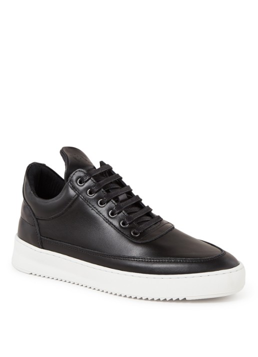 Filling Pieces Low Top Ripple sneaker van lamsleer - voorkant 4 zwart