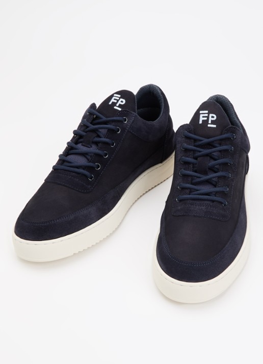 Filling Pieces Low Top sneaker van suède - detail 2 donkerblauw