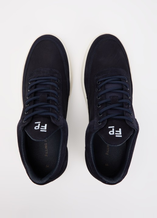 Filling Pieces Low Top sneaker van suède - detail 3 donkerblauw
