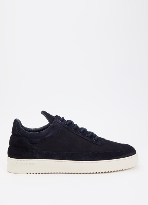 Filling Pieces Low Top sneaker van suède - voorkant 5 donkerblauw