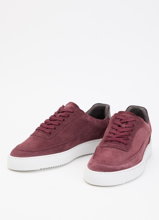 Filling Pieces Mondo Perforated sneaker van suède - detail 3 bordeauxrood