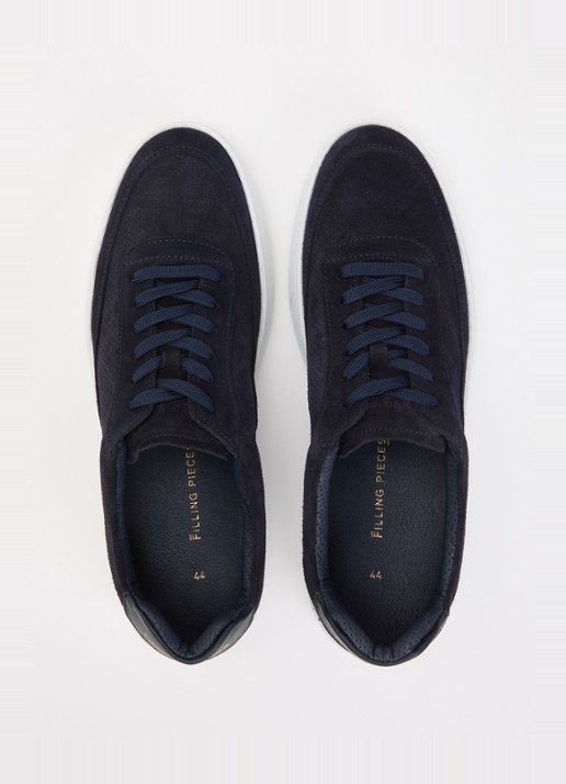 Filling Pieces Mondo Perforated sneaker van suède - detail 4 donkerblauw