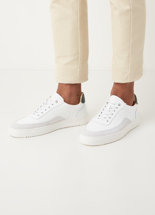 Filling Pieces Mondo sneaker van leer met suède details - voorkant 8 wit