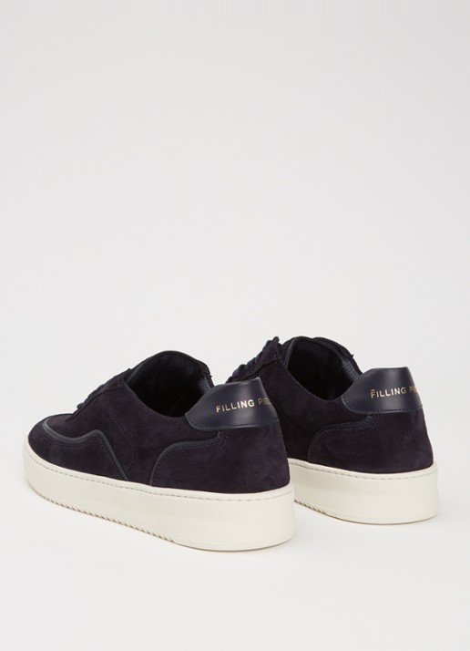 Filling Pieces Mondo Stack sneaker van suède - achterkant donkerblauw
