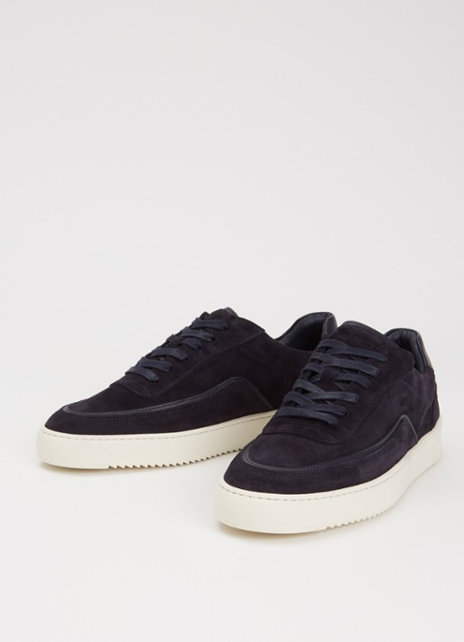 Filling Pieces Mondo Stack sneaker van suède - detail 3 donkerblauw