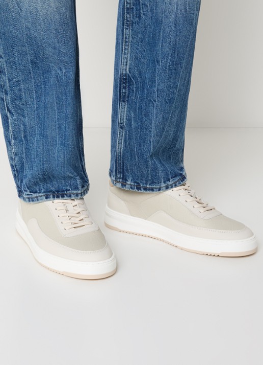 Filling Pieces Mondo Tech Crumbs sneaker van leer - voorkant 9 gebroken wit