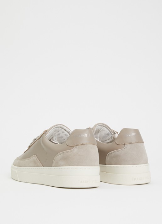 Filling Pieces Mondo Viera sneaker van leer met suède details - achterkant 5 donkerbeige