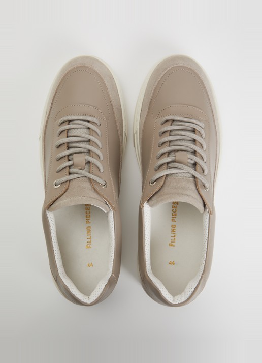 Filling Pieces Mondo Viera sneaker van leer met suède details - detail 3 donkerbeige