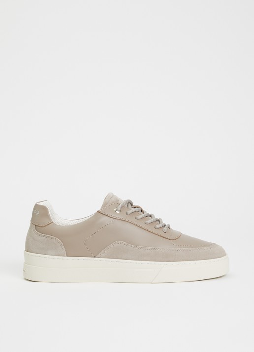 Filling Pieces Mondo Viera sneaker van leer met suède details - voorkant donkerbeige
