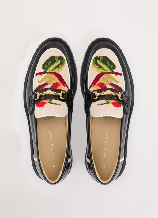 Filling Pieces Pepper loafer van leer met borduring - detail 4 zwart