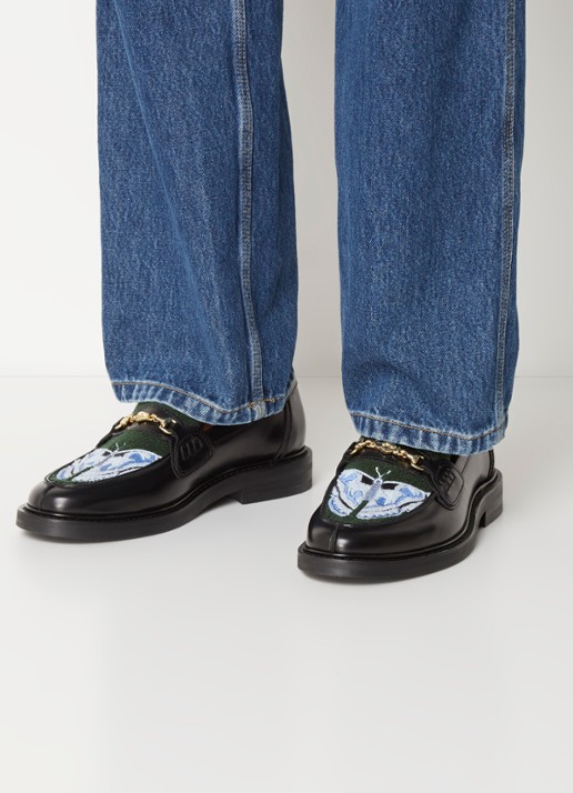 Filling Pieces Polido Microbes loafer van leer met print  - voorkant 2 zwart