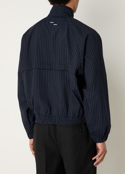 Filling Pieces Raglan jack in wolblend met logoborduring - achterkant 3 donkerblauw