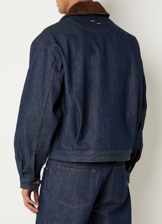 Filling Pieces Raw spijkerjas met details van suède - achterkant 2 indigo