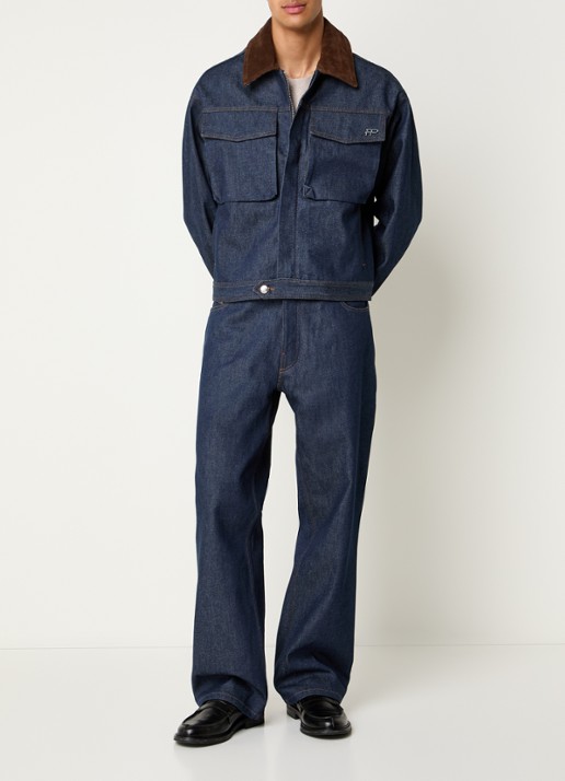 Filling Pieces Raw spijkerjas met details van suède - voorkant 4 indigo