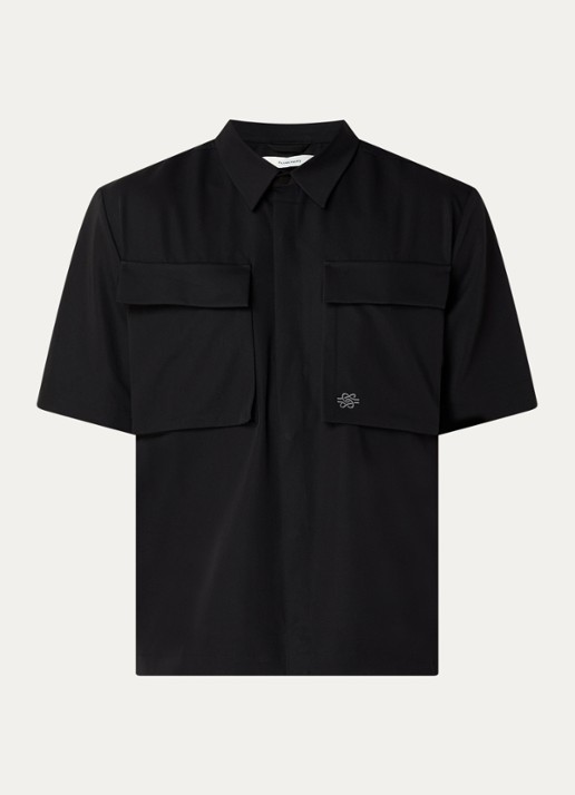 Filling Pieces Resort regular fit overhemd met borstzakken - voorkant 2 zwart