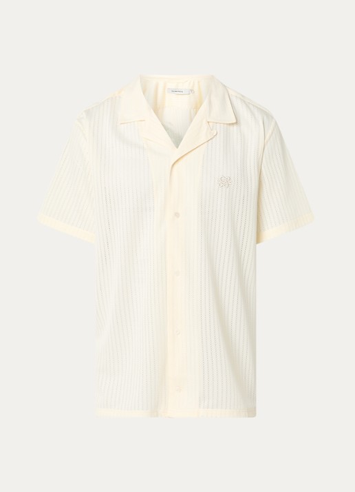 Filling Pieces Resort regular fit overhemd met opengewerkt dessin - voorkant 2 creme