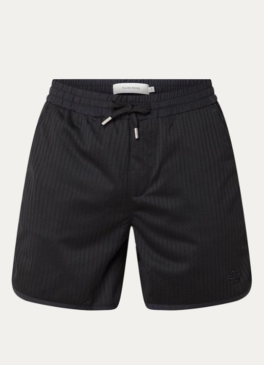 Filling Pieces Resort straight fit korte broek met logoborduring - voorkant 3 zwart