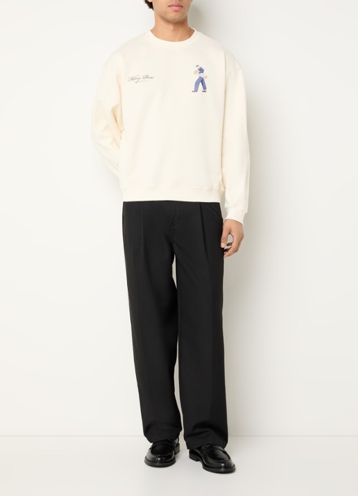 Filling Pieces Sweater met logo- en backprint - voorkant 2 beige
