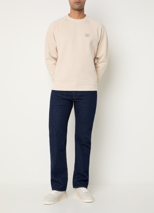 Filling Pieces Sweater met logoborduring - voorkant 4 creme